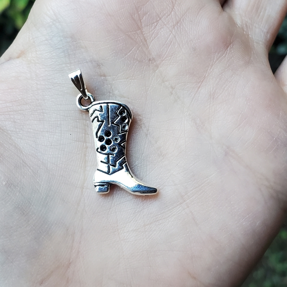 New Silver Cowboy Boot Charm - Picture 3 of 8